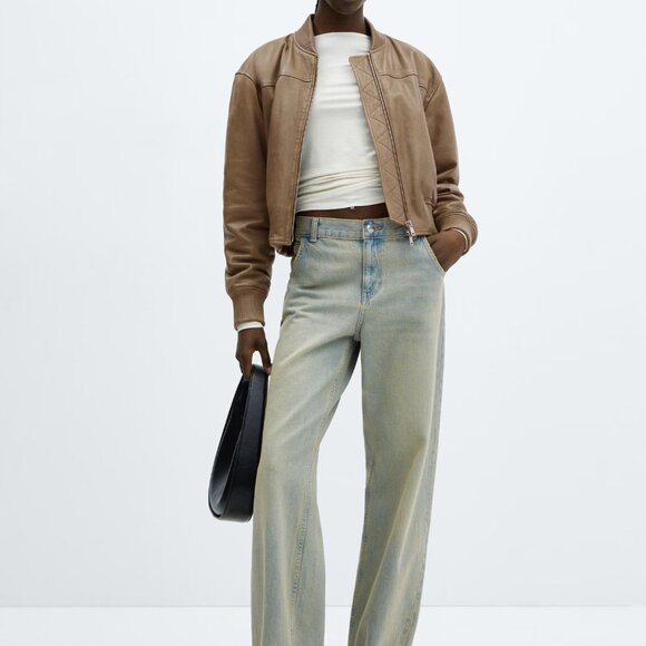 MANGO NWT Genuine Leather Bomber - Picture 6 of 16